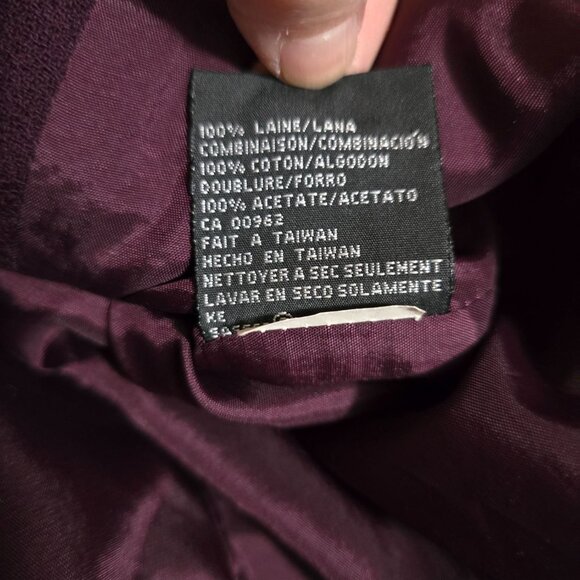 Vintage Kasper A.S.L. Wool Blazer Velvet Collar & Cuffs Burgundy mob wife classi - Picture 6 of 10